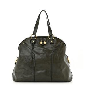 YSL Yves Saint Laurent Rive Gauche Black Calfskin Leather Large Muse Handbag
